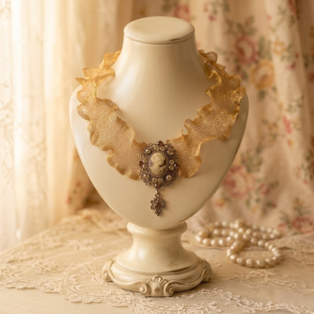 Collana Cammeo Stile Vittoriano in Titanio Oro | Salvati